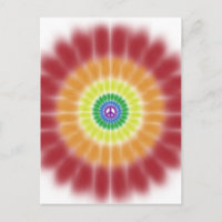 Postkarte, Gefärbte Krawatte Rainbow Peace Sign Ex