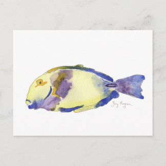 Postkarte Gelb/Blauer Fisch