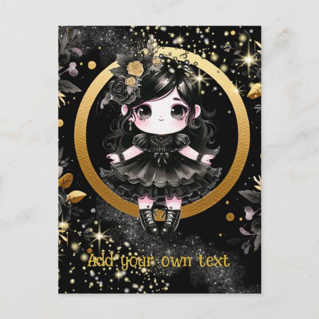 POSTKARTE | Goth Girls Kawaii Chibi Niedlich Custo (Vorderseite)