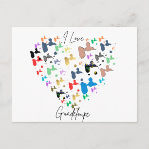 Postkarte Guadeloupe – Motiv farbiges Herz