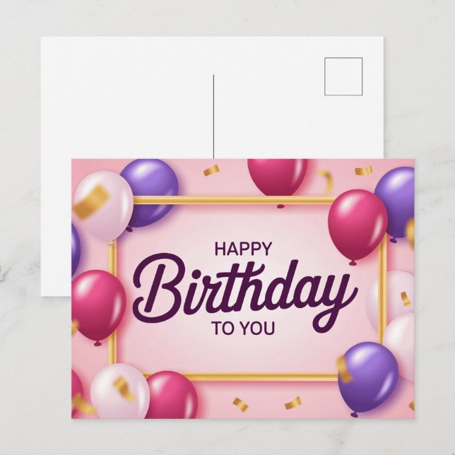Postkarte Happy Birthday (Vorne/Hinten)