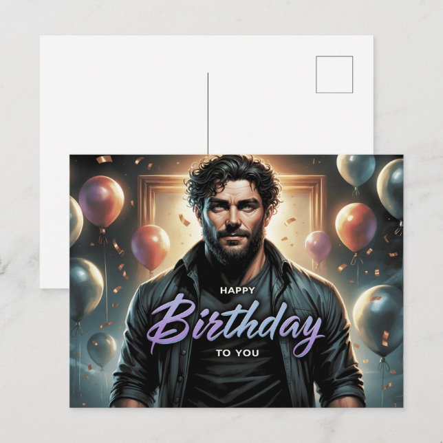 Postkarte Happy Birthday 2026 -4 (Vorne/Hinten)