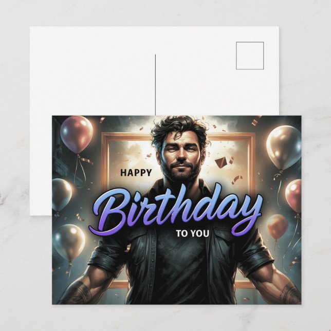Postkarte Happy Birthday 2026 -6 (Vorne/Hinten)