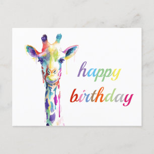 Postkarte - Happy Birthday - Giraffe