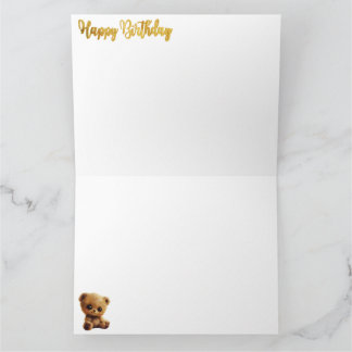 Postkarte "Happy Birthday" mit einem Teddybär.