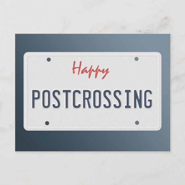 Postkarte "Happy Postcross License Plate" (Vorderseite)