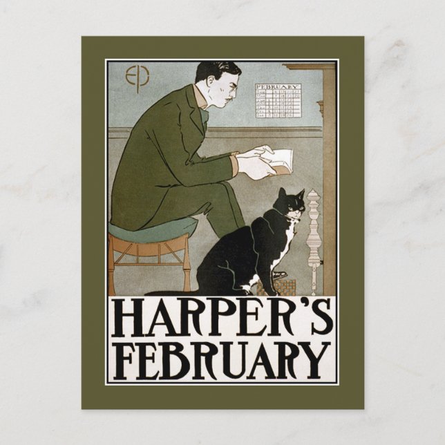 Postkarte: Harper's February von Edward Penfield Postkarte (Vorderseite)