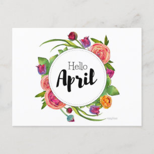 Postkarte Hello April