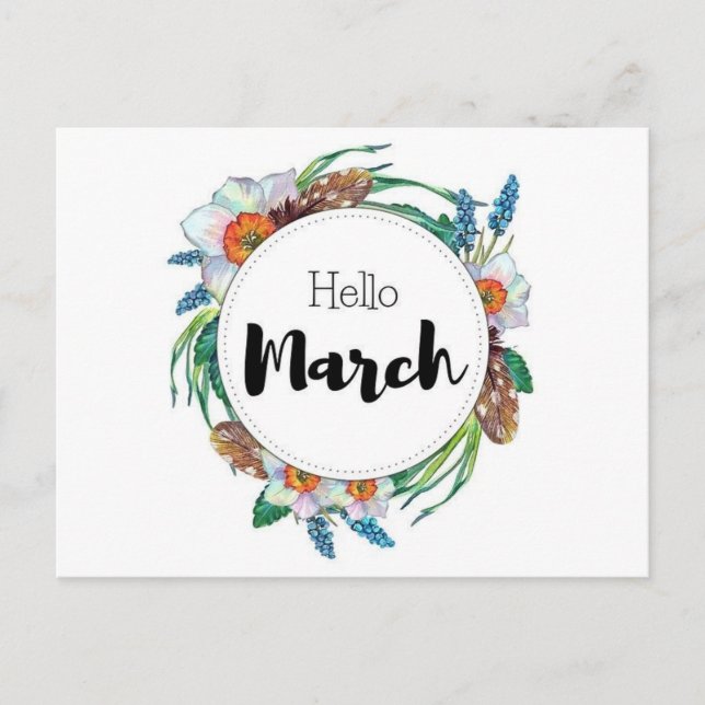 Postkarte Hello March (Vorderseite)