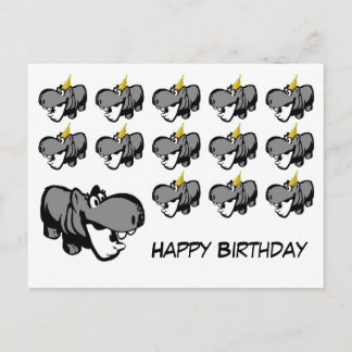 Postkarte - Hippo Happy Birthday - Nilpferd