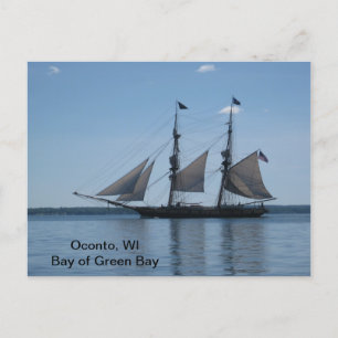 Postkarte - hohes Schiff, Bay of Green Bay, WI