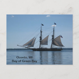 Postkarte - hohes Schiff, Bay of Green Bay, WI
