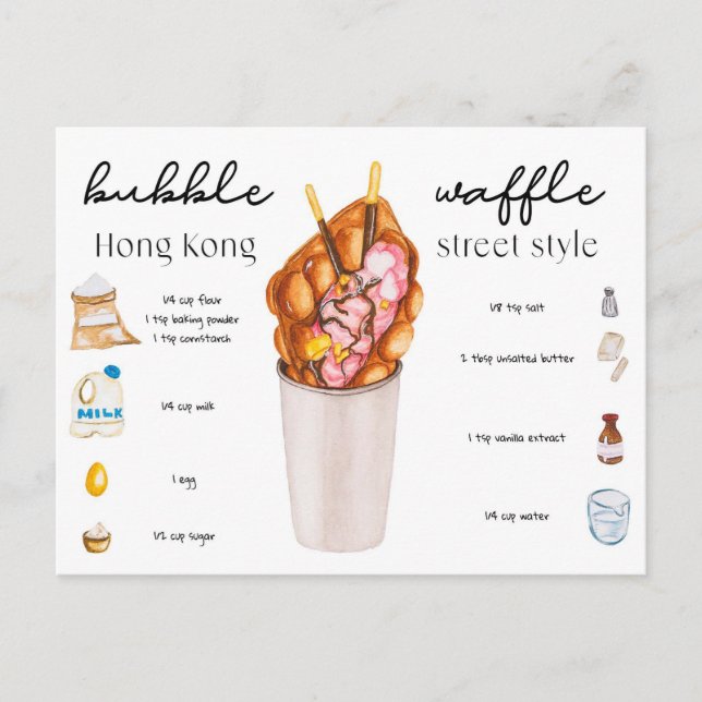 Postkarte - Hongkong Egg Waffle (Vorderseite)