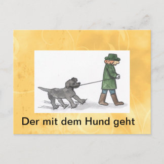 Postkarte,Hund,mann,leine,spaß Postkarte