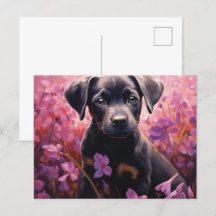 Postkarte Hundehaltige Blüte