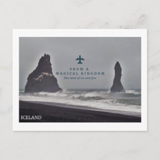 Postkarte Icelan'd schwarzer Säulen in Meer, Vik