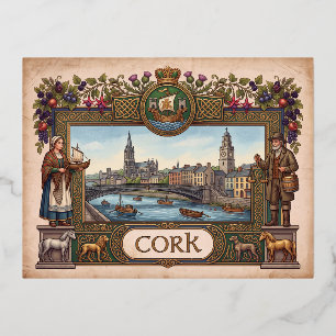 Postkarte im Vintage-Stil Cork, Irland Premium