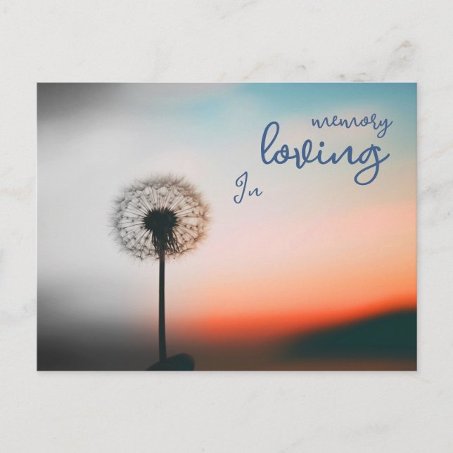 Postkarte "In loving memory" mit Pusteblume  (Vorderseite)