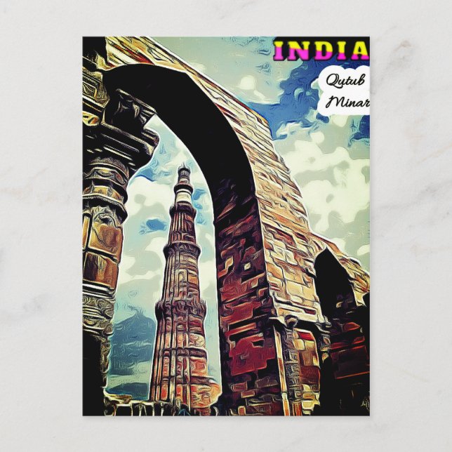 Postkarte (* Indien 🇮 🇳 Kutub Minar (Vorderseite)