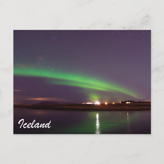 Postkarte Island — Nordlichter / Aurora (Vorderseite)