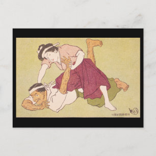 Postkarte - Japanische Ukiyo-e-Frauenringerin
