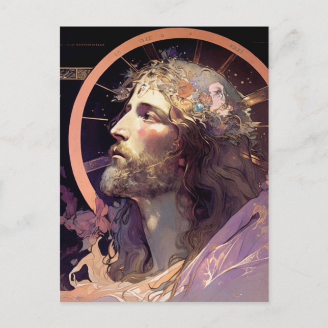 Postkarte Jesus AI: Glass Art (Vorderseite)