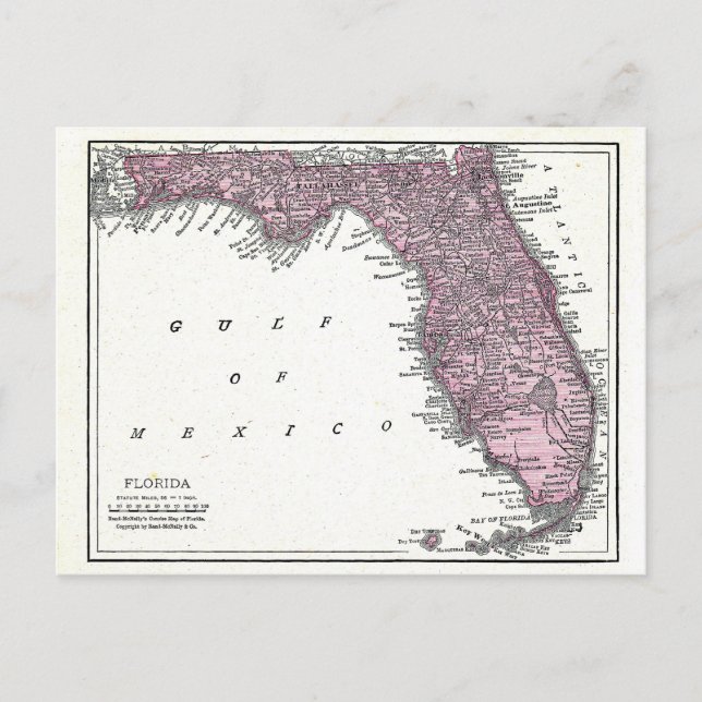 Postkarte:  Karte von Florida, 1921 (Vorderseite)