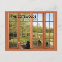 POSTKARTE Katzen und charmante ländliche Cotswolds