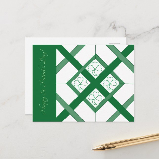 Postkarte - Kleeblatt aus festem Glas (Vorderseite/Rückseite Beispiel)