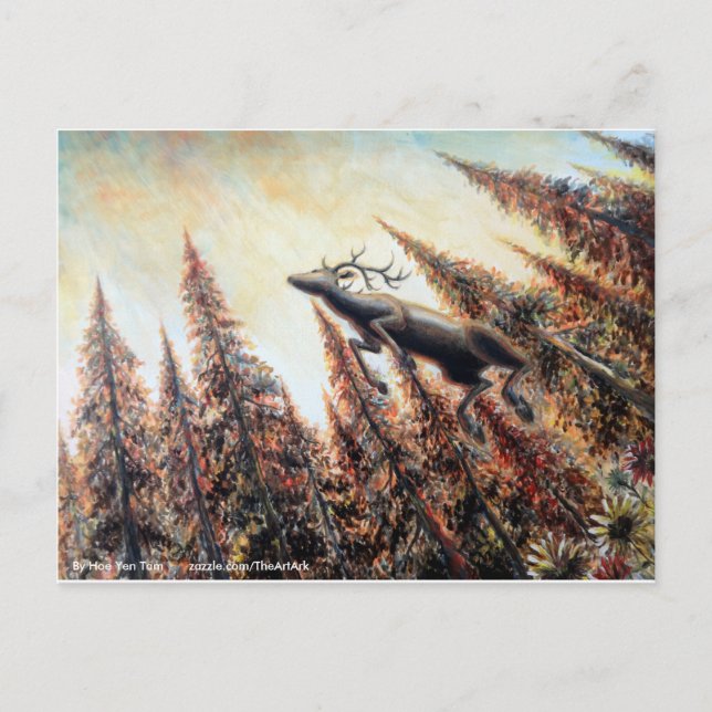 Postkarte - Leaping Hirsch (Vorderseite)