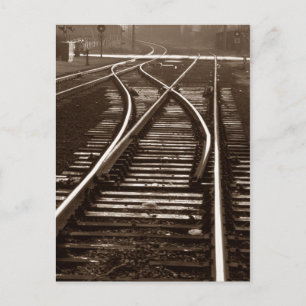 Postkarte ~ LEERE GLEISE ~ Eisenbahnweiche