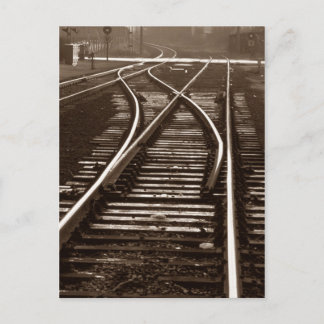 Postkarte ~ LEERE GLEISE ~ Eisenbahnweiche