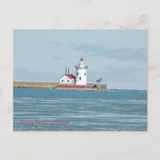 Postkarte: Leuchtturm Harbor Beach Postkarte (Vorderseite)