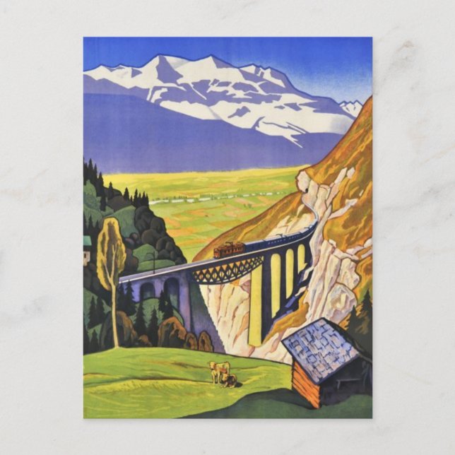 Postkarte - Loetschberg Eisenbahn Schweiz (Vorderseite)