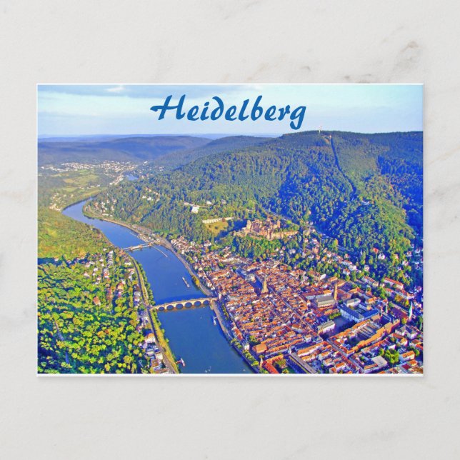 Postkarte - Luftaufnahme von Heidelberg (Vorderseite)