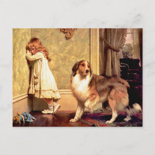 Postkarte: Mädchen mit Sheltie-Hund Postkarte