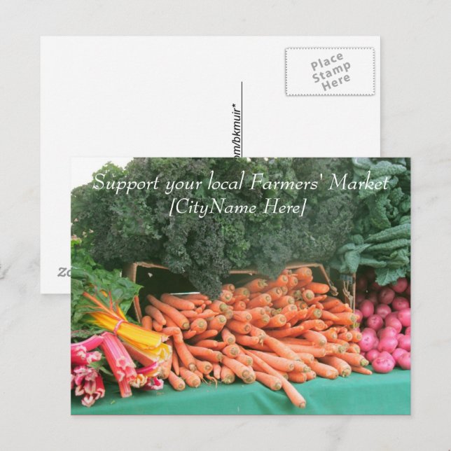 Postkarte - Markt für Support-Bauer - Karotten (Vorne/Hinten)