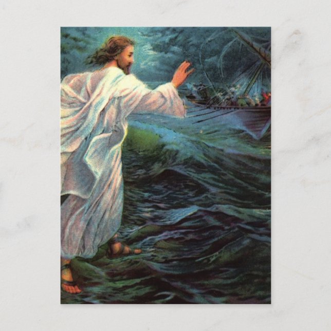 Postkarte: Matthew-14:29 - 30 Postkarte (Vorderseite)