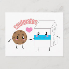 Postkarte Milch und Cookie
