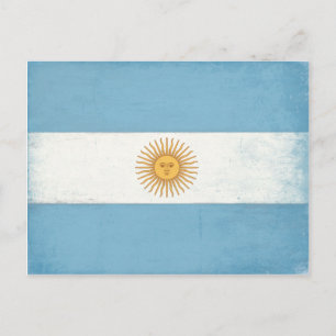 Postkarte mit abgenutzter Flagge aus Argentinien