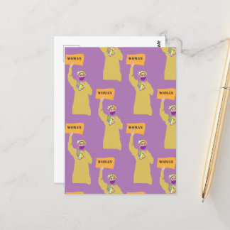 Postkarte mit afghanischer Frau mit Protestzeichen