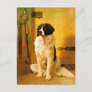 Postkarte mit alter 1852 Hunde-Malerei Druck