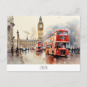 Postkarte mit Big Ben und rotem Bus in London