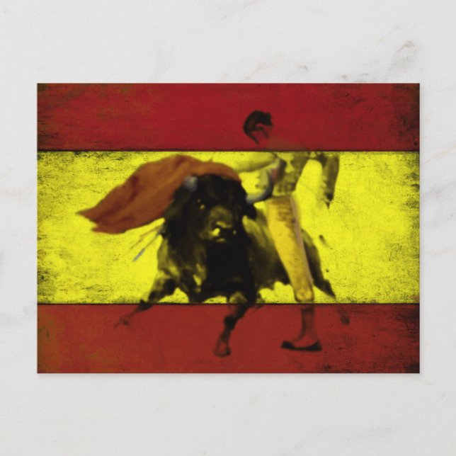 Postkarte mit Bullfight auf schmutzige spanische F (Vorderseite)