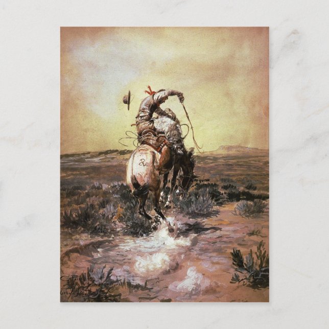 Postkarte mit Charles Marion Russell Malerei (Vorderseite)