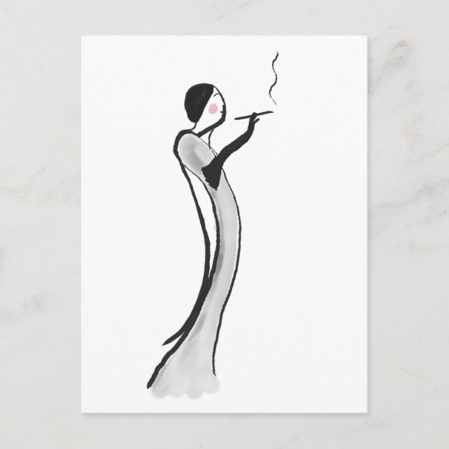 Postkarte mit Chic Jazz Age Lady Illustration (Vorderseite)