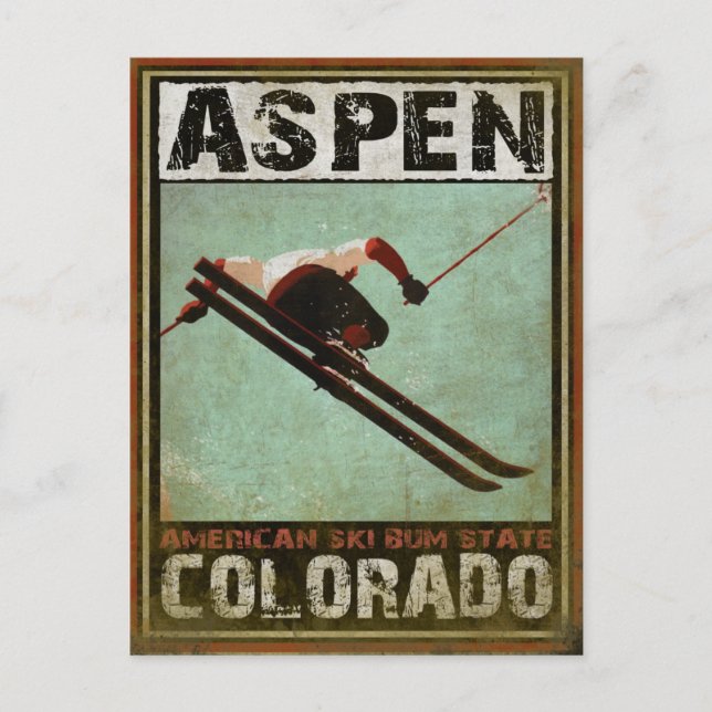 Postkarte mit Coolem Aspen Ski Print (Vorderseite)