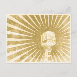 Postkarte mit Coolem Vintagem Mikrofon