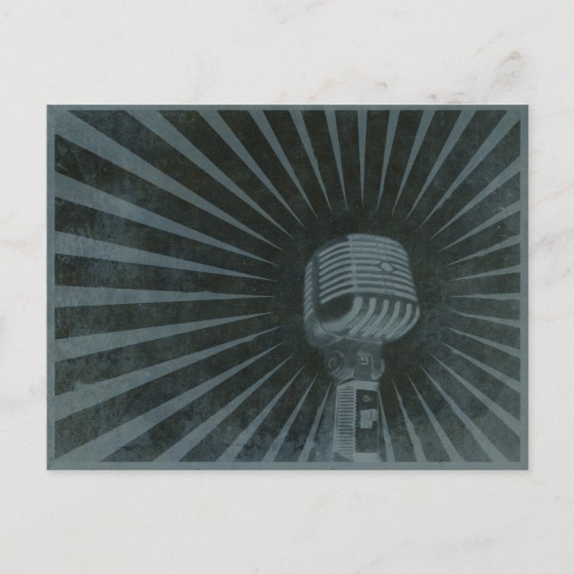 Postkarte mit Coolem Vintagem Mikrofon (Vorderseite)