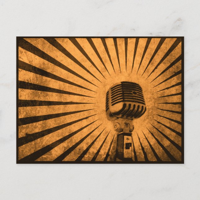 Postkarte mit coolem Vintagem Mikrofon (Vorderseite)